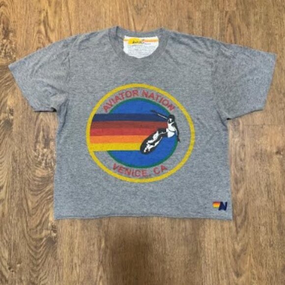 AVIATOR NATION LAGUNA BEACH BOYFRIEND TEE - HEATHER GREY - Picture 7 of 8